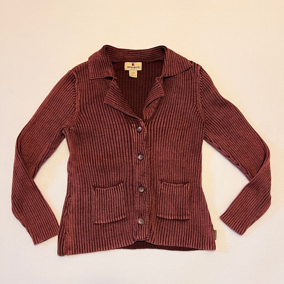 Woolrich women's weathered cabernet ribbed knit button-up cardigan - Picture 2 of 8
